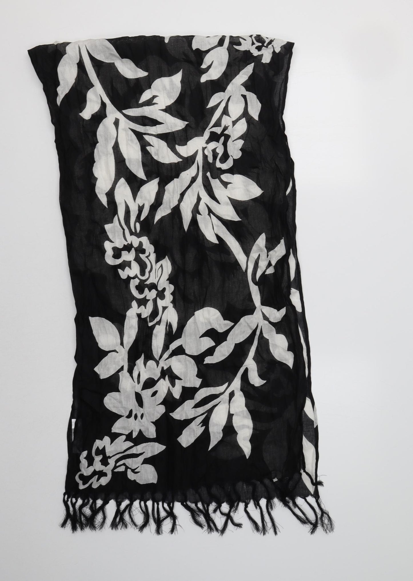 Preworn Womens Black Floral Viscose  Shawl/Wrap