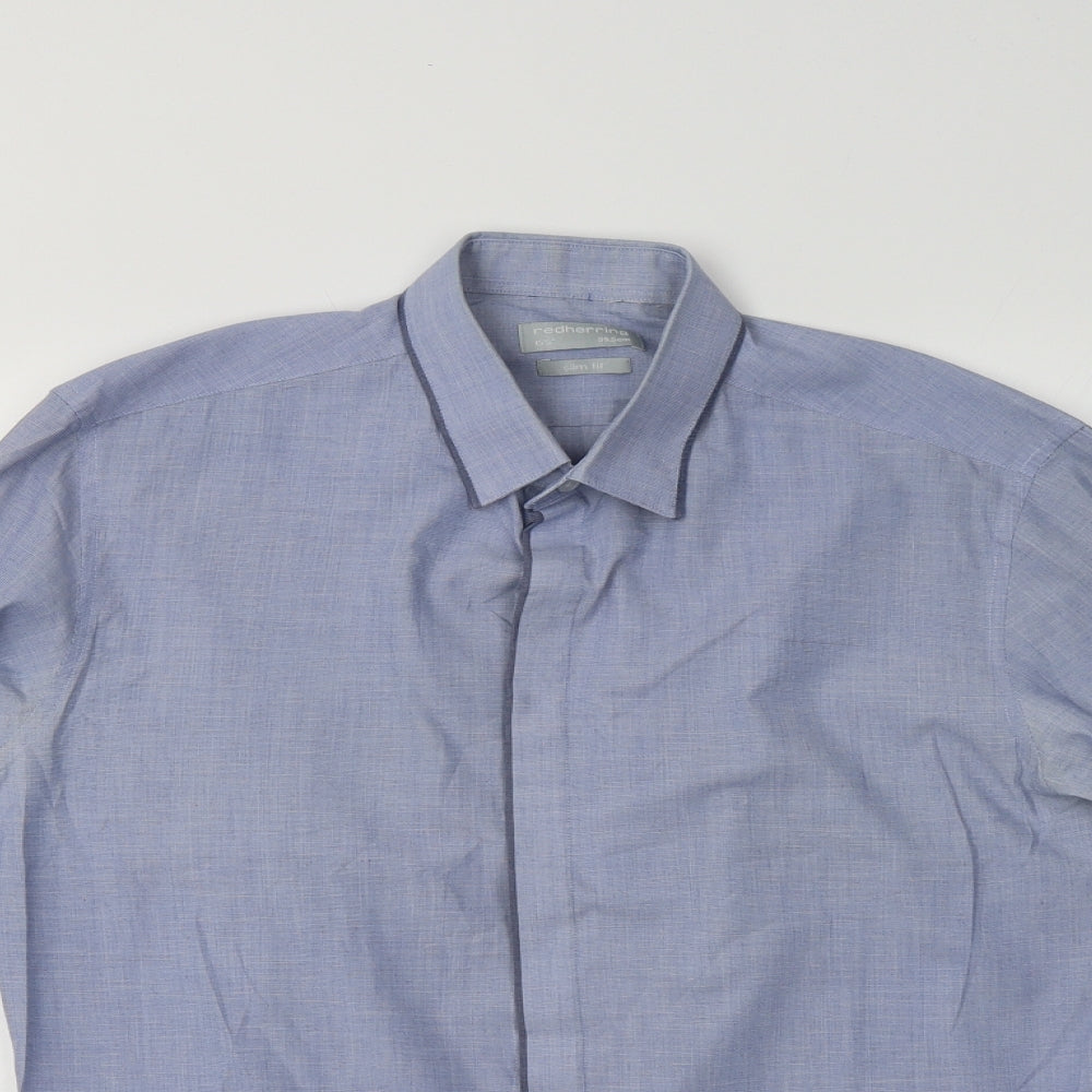 Red Herring Mens Blue  Polyester  Dress Shirt Size 15.5 Collared