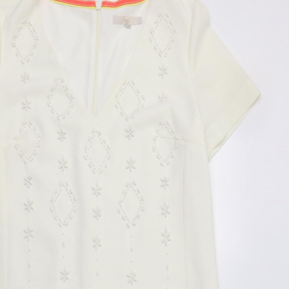 NEXT Womens Ivory  Polyester A-Line  Size 14  V-Neck