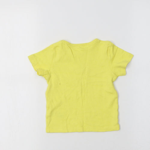 George Baby Yellow  Cotton Basic T-Shirt Size 9-12 Months Crew Neck  - Unicorn