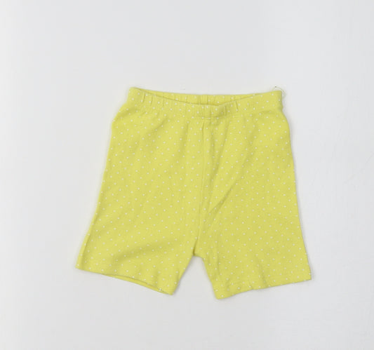 Front view of George Baby Yellow Polka Dot Cotton Jogger Leggings, size 9-12, Months