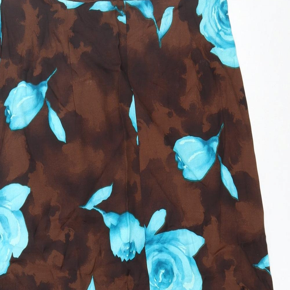 Design Essentials Womens Brown Floral Viscose A-Line Skirt Size 20