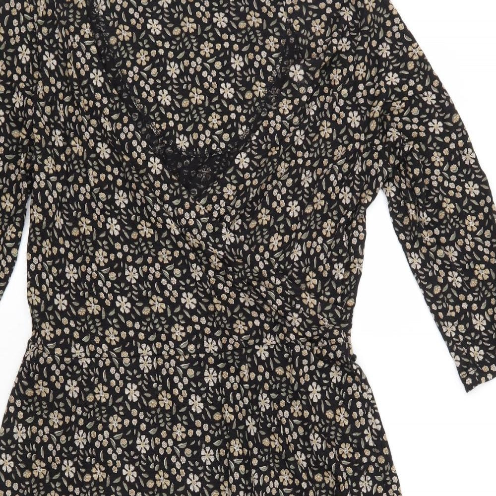 Fat Face Womens Multicoloured Floral Viscose A-Line  Size 14  V-Neck