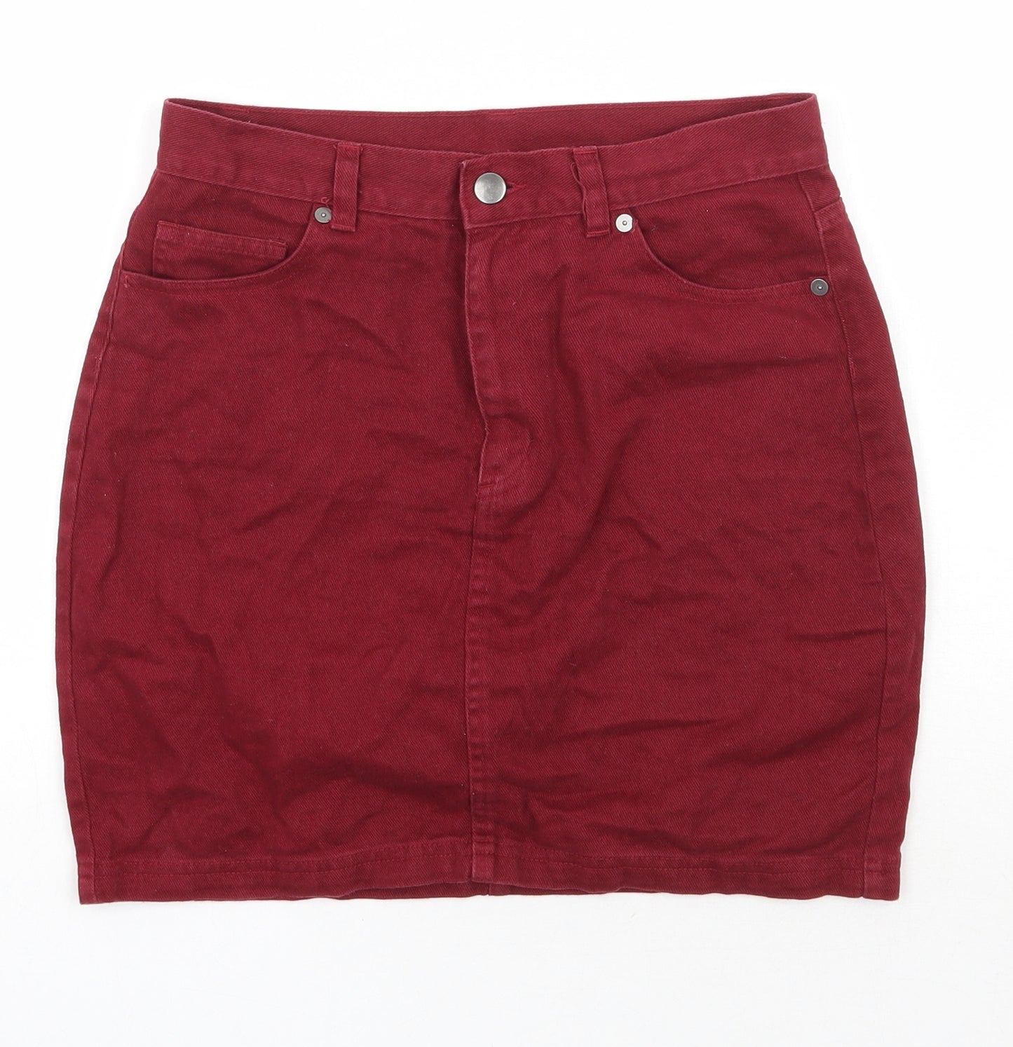 Monki Womens Red  Cotton A-Line Skirt Size 8