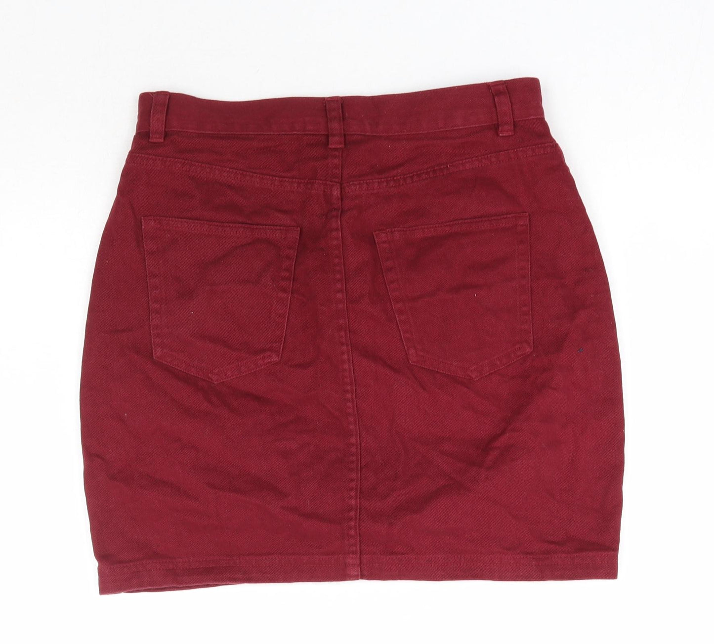 Monki Womens Red  Cotton A-Line Skirt Size 8