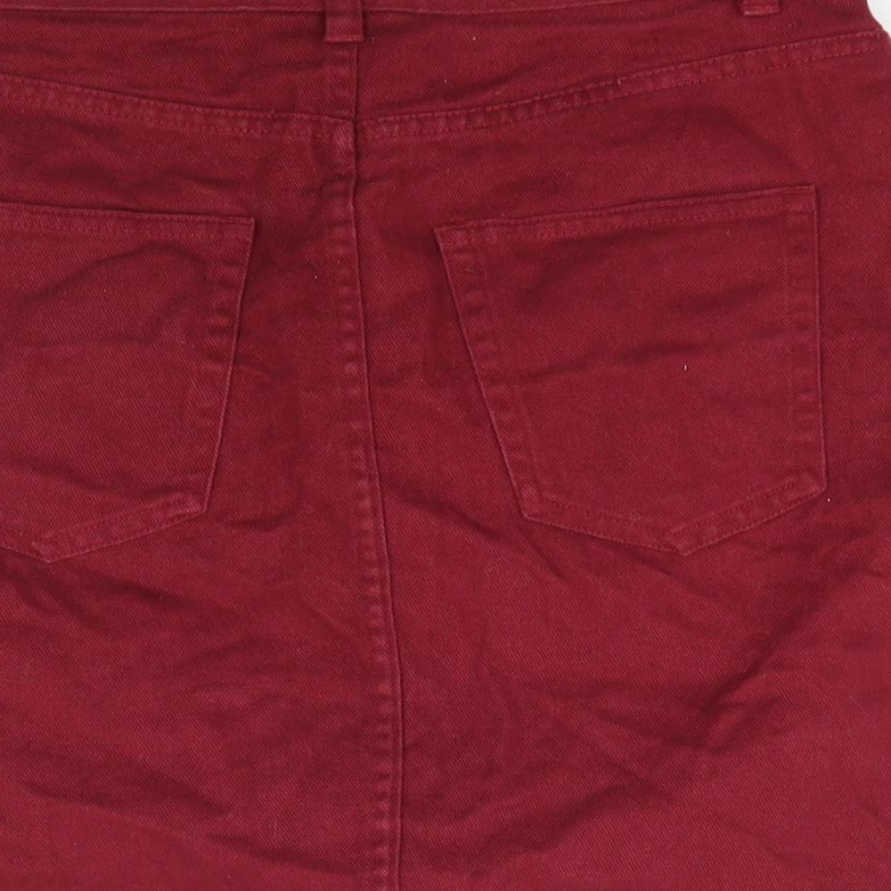 Monki Womens Red  Cotton A-Line Skirt Size 8