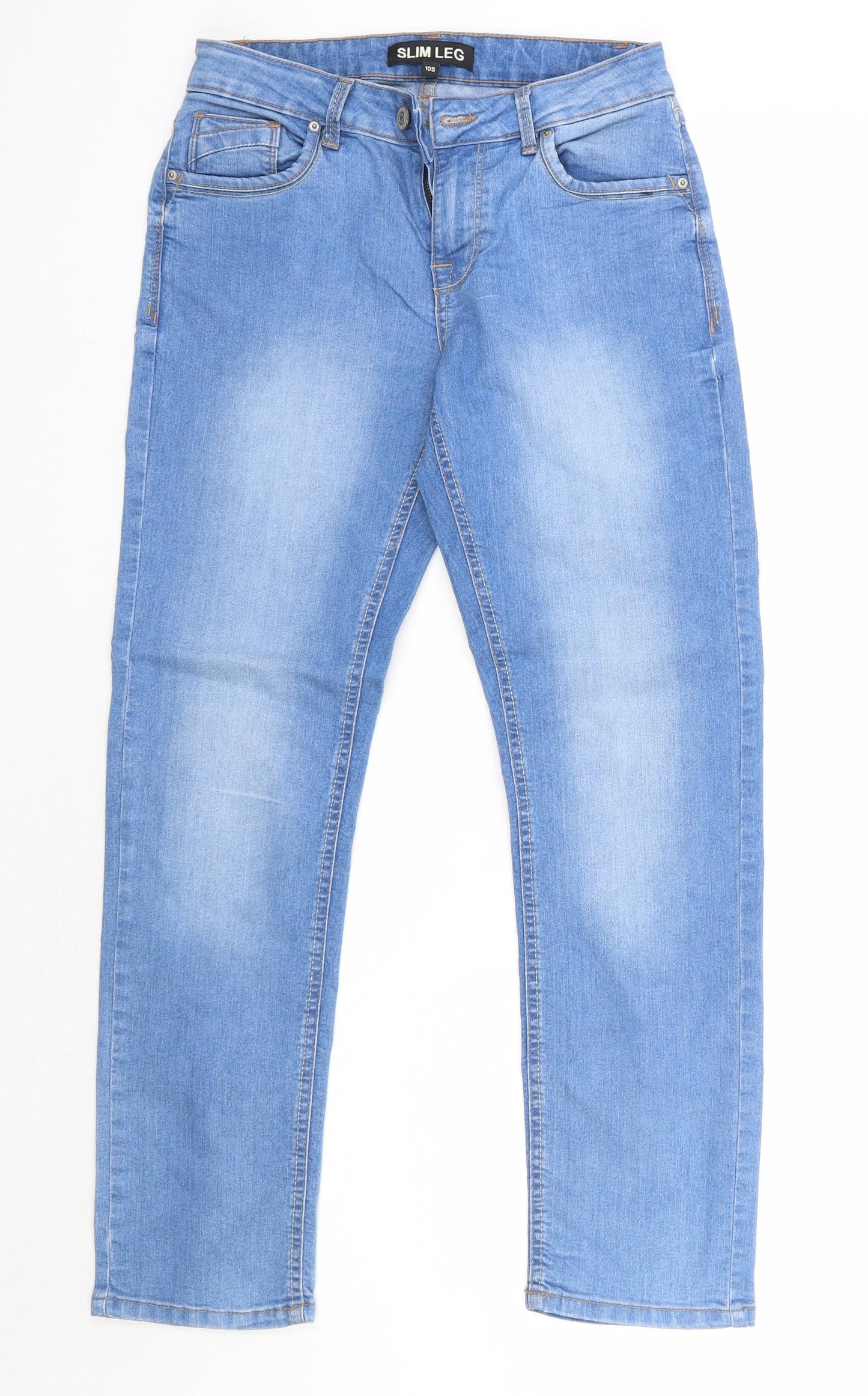 Peacocks Womens Blue  Cotton Straight Jeans Size 10 L27 in Regular  - Short