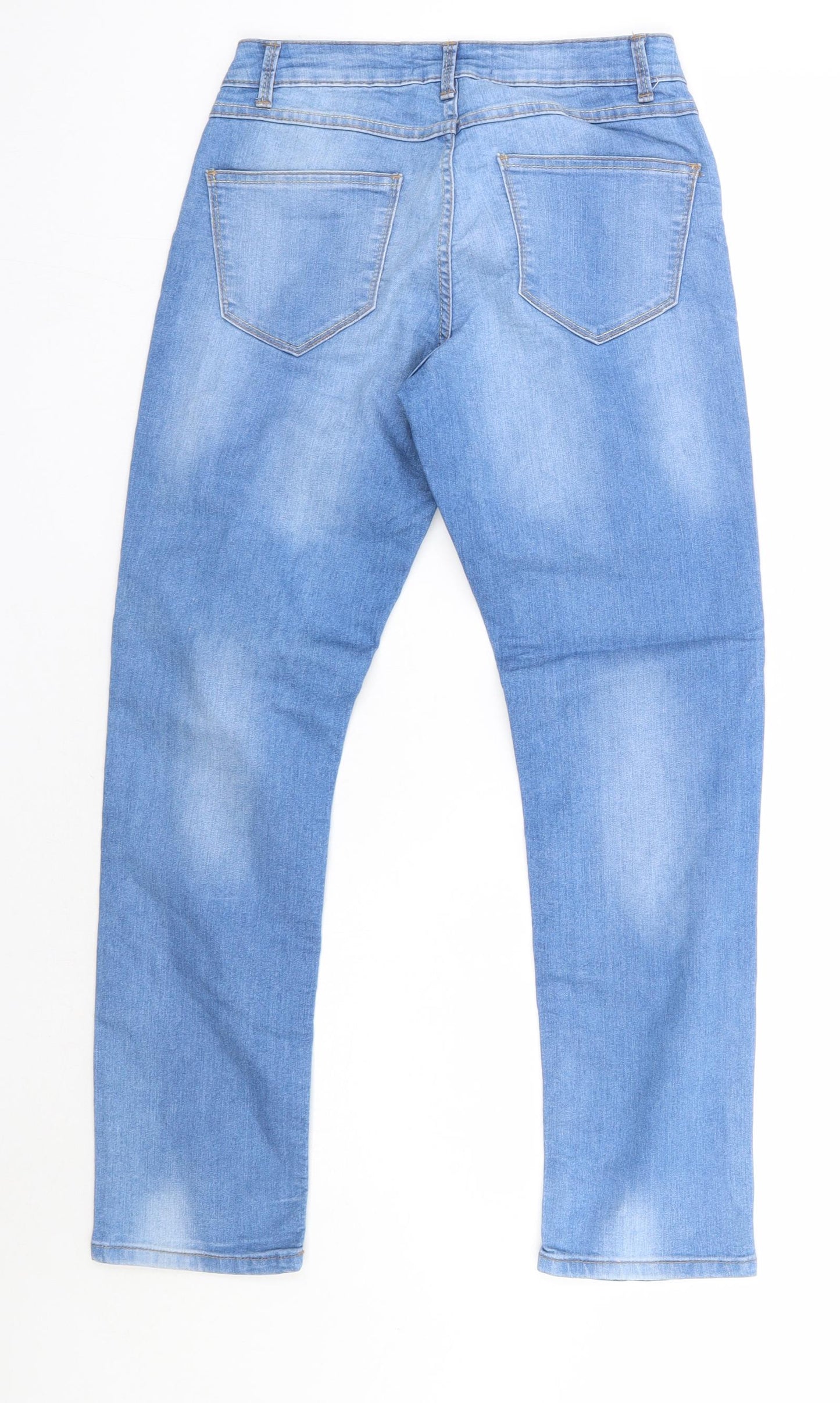 Peacocks Womens Blue  Cotton Straight Jeans Size 10 L27 in Regular  - Short