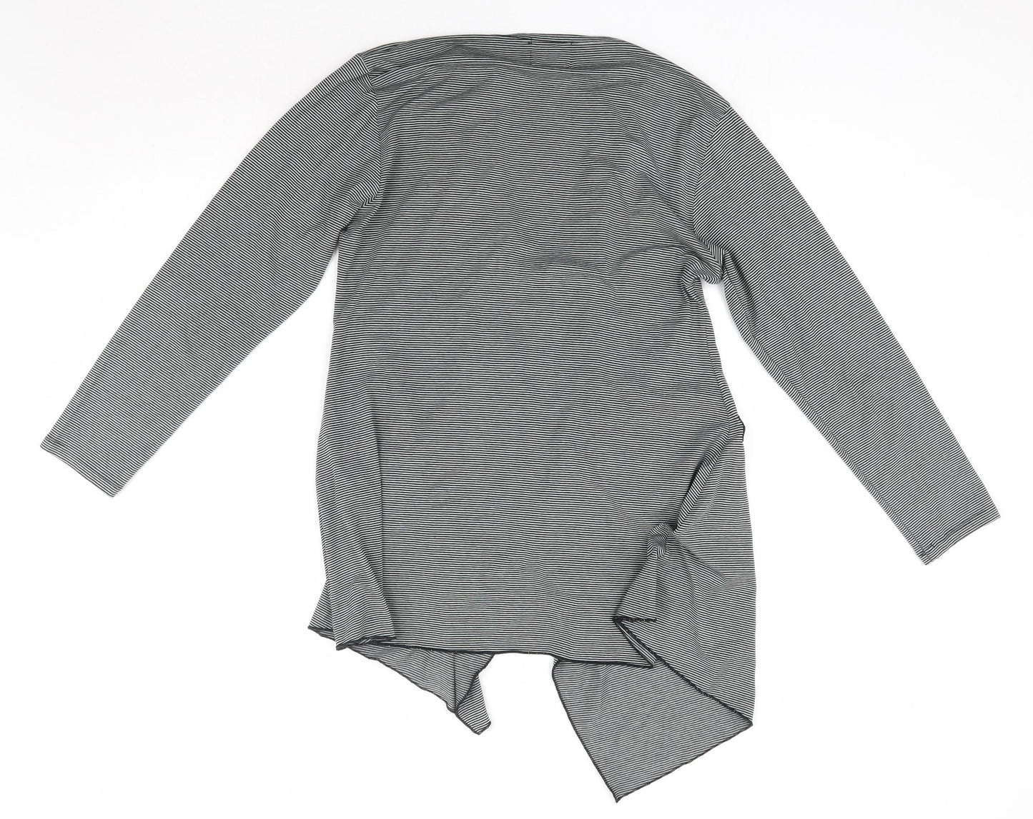 Masai Womens Grey V-Neck Striped Viscose Cardigan Jumper Size M
