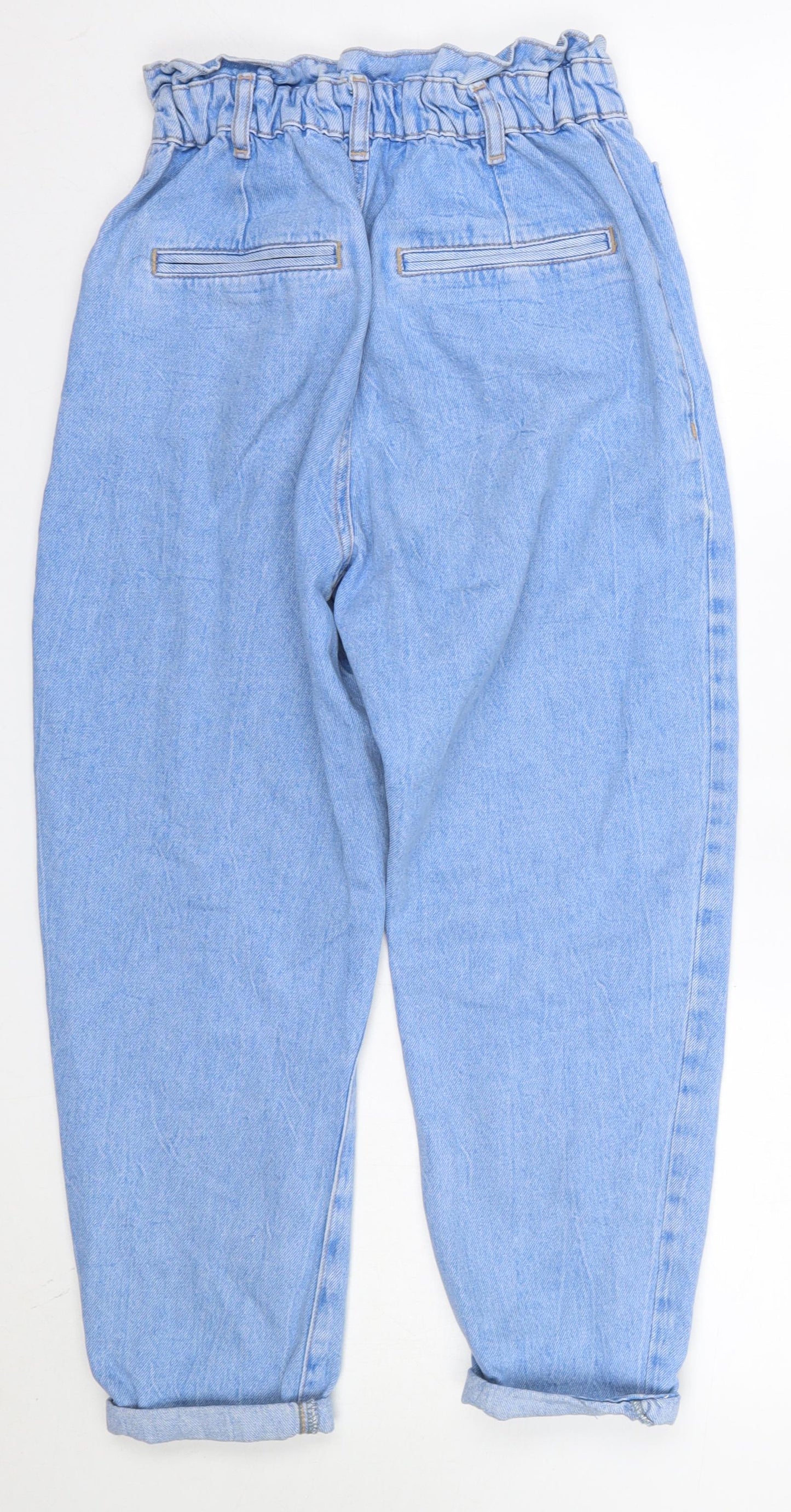 Zara Womens Blue  100% Cotton Mom Jeans Size 4 L22 in Regular