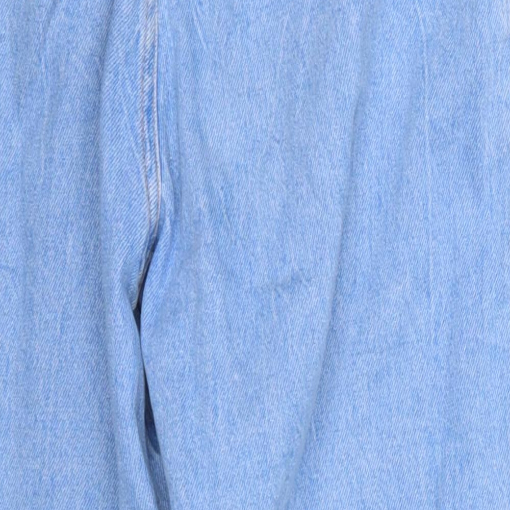Zara Womens Blue  100% Cotton Mom Jeans Size 4 L22 in Regular