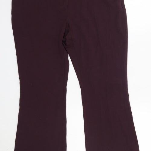 M&S Womens Purple  Viscose Dress Pants Trousers Size 14 L25 in Regular
