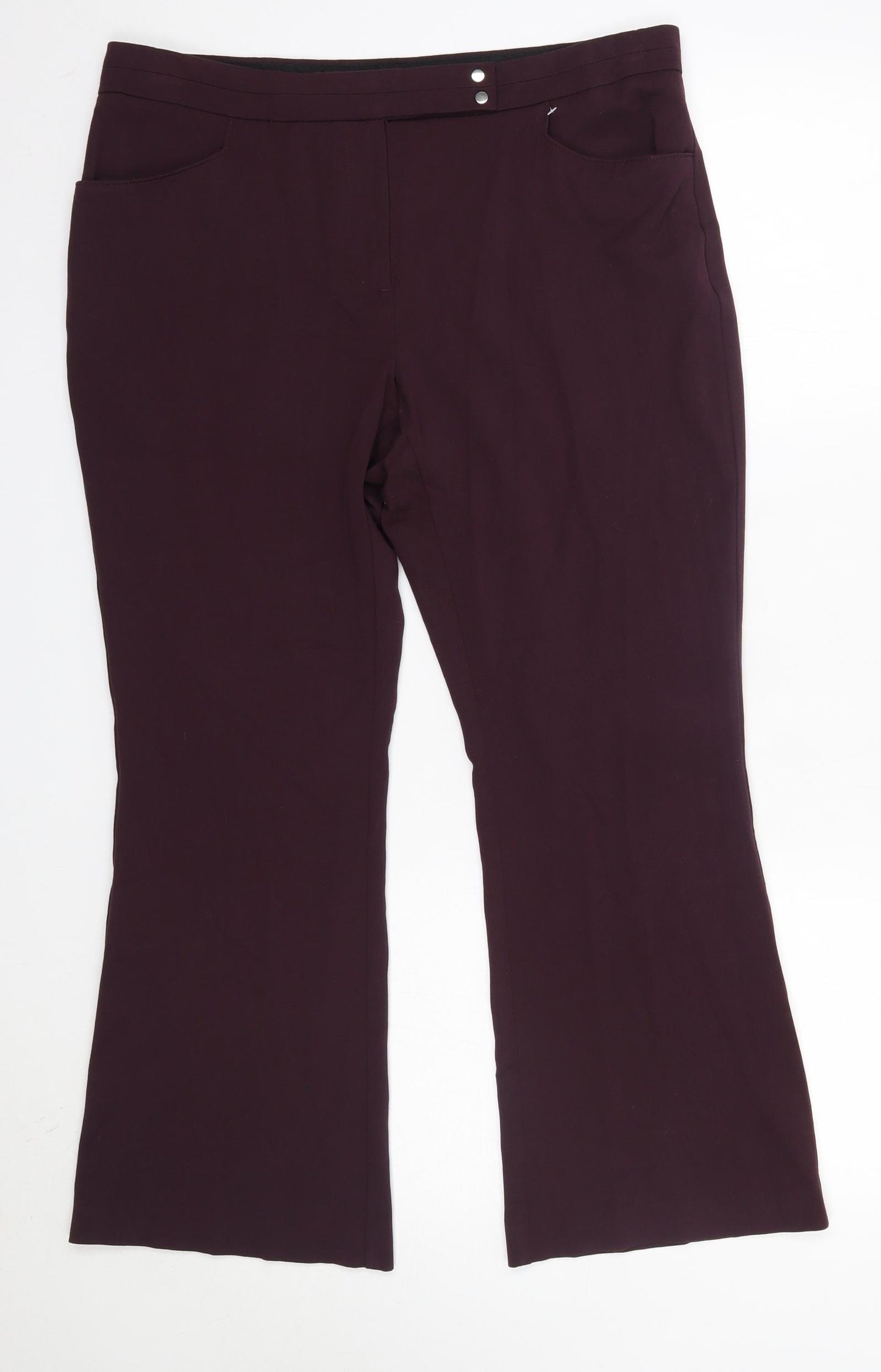 M&S Womens Purple  Viscose Dress Pants Trousers Size 14 L25 in Regular