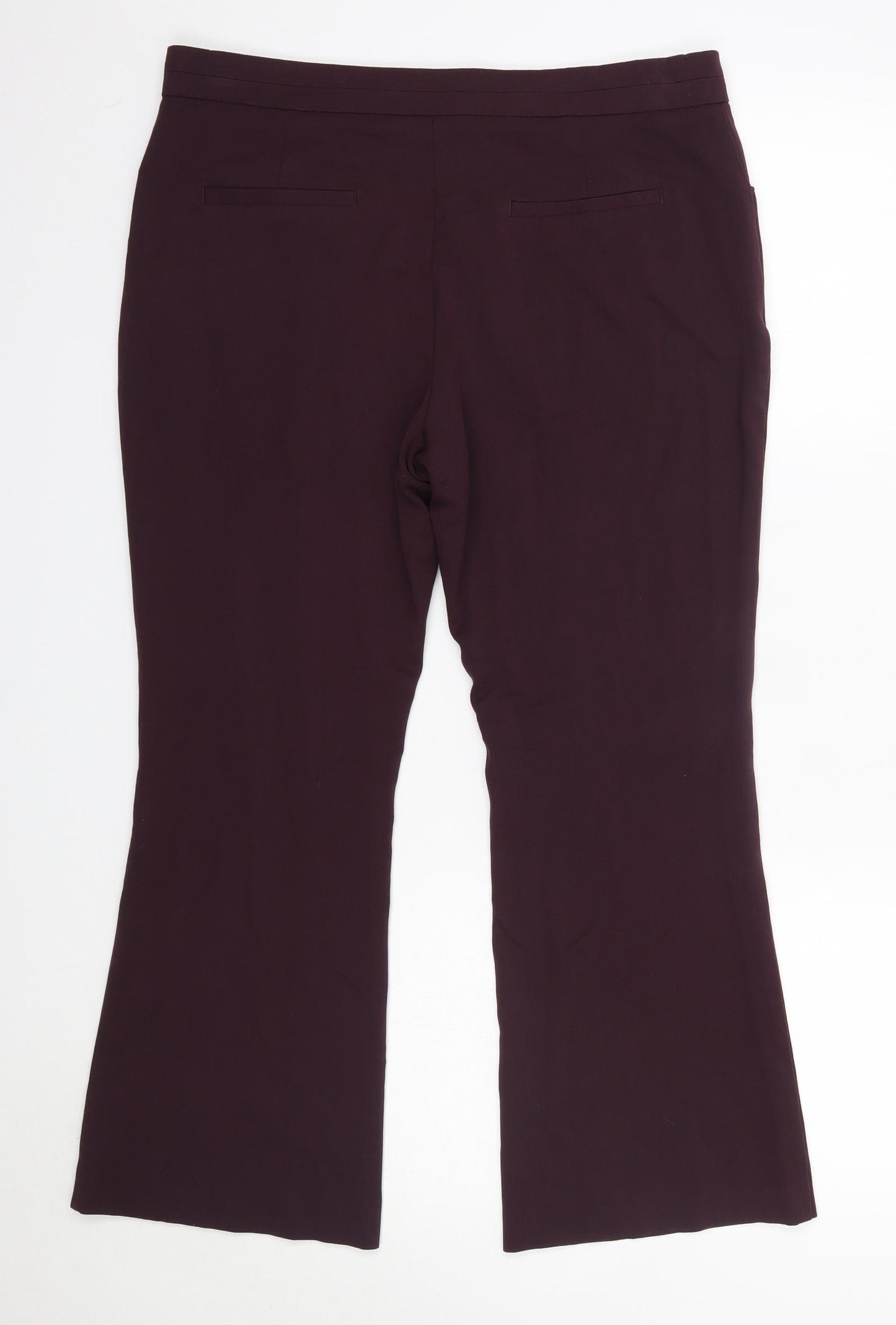 M&S Womens Purple  Viscose Dress Pants Trousers Size 14 L25 in Regular
