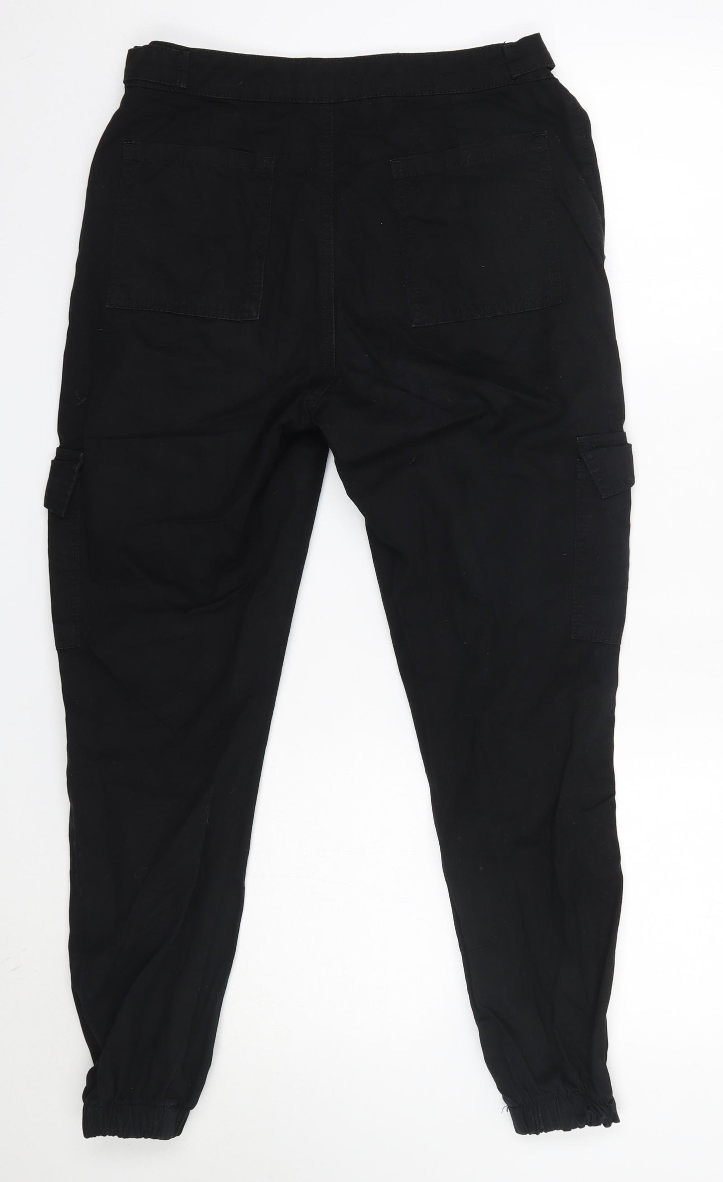 Primark Womens Black  Cotton Cargo Trousers Size 10 L26 in Regular
