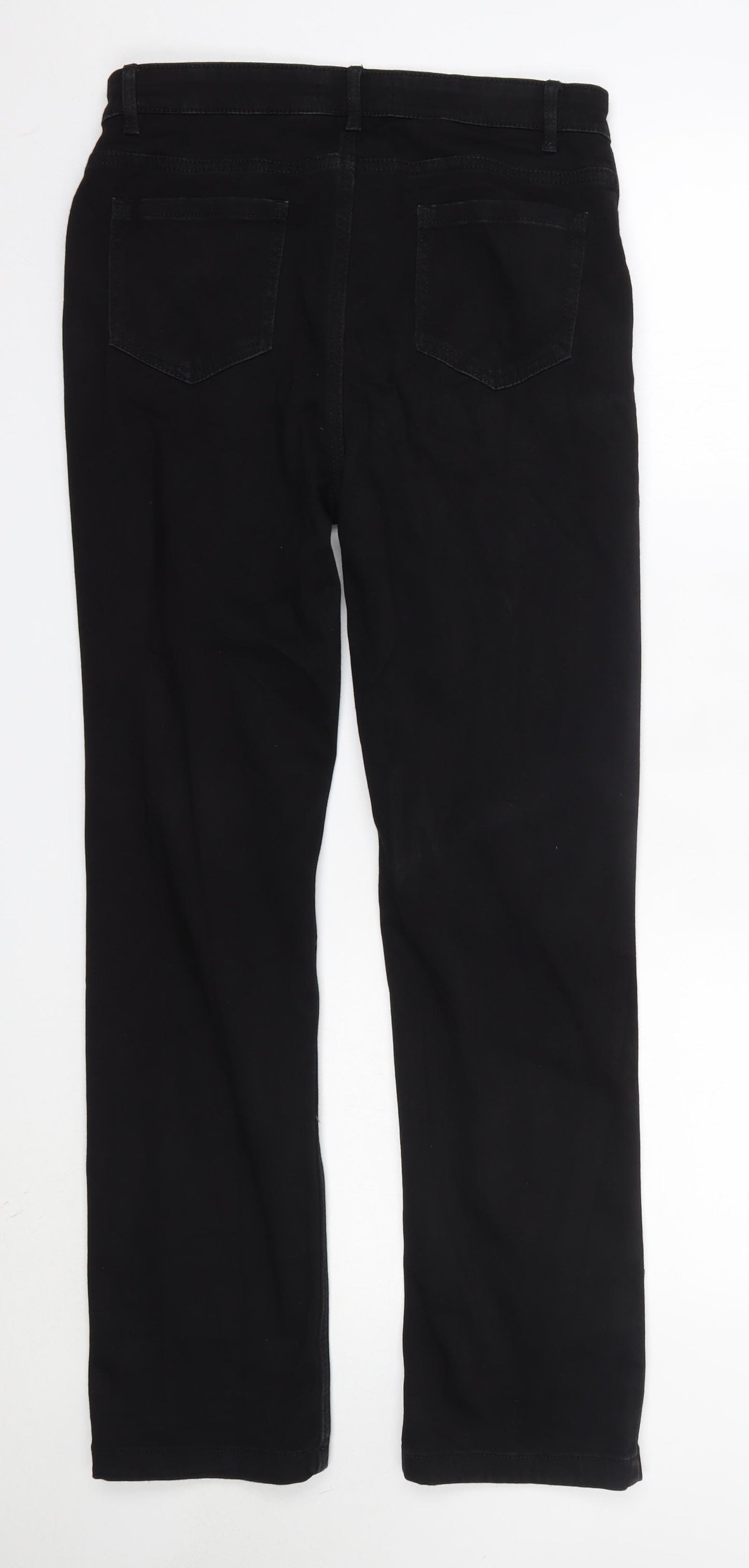 M&S Womens Black  Cotton Straight Jeans Size 12 L29 in Regular