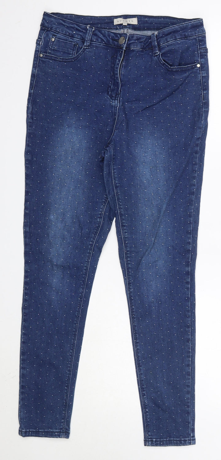 Nutmeg Womens Blue Cotton Skinny Jeans Size 12 L27 in Regular