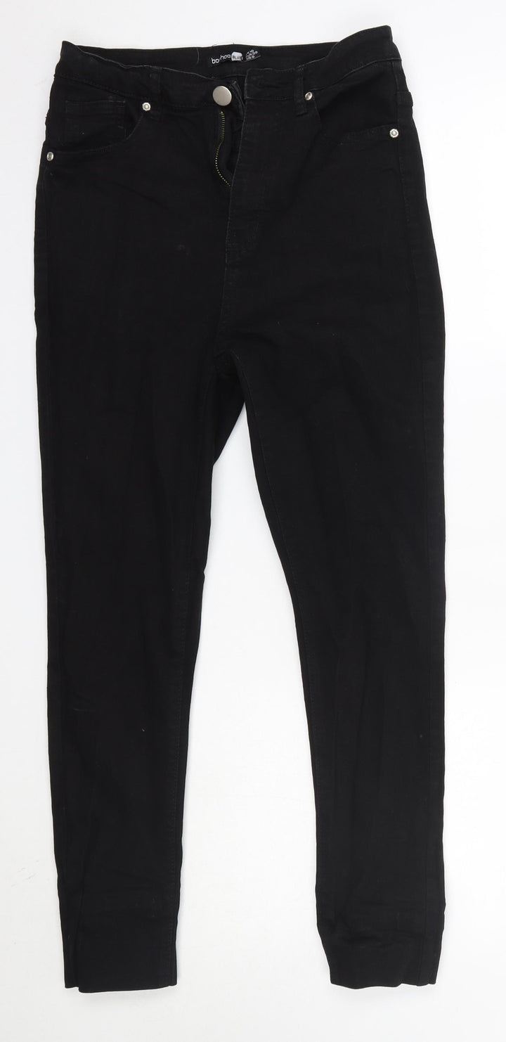 Boohoo Womens Black Cotton Skinny Jeans Size 10 L26 in Regular