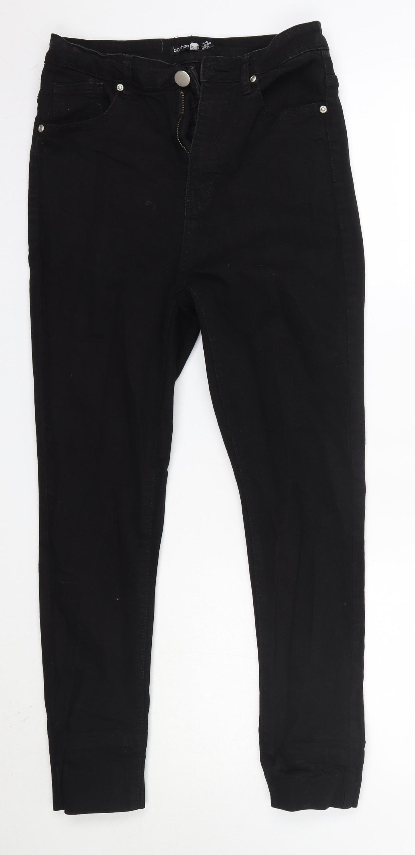 Boohoo Womens Black  Cotton Skinny Jeans Size 10 L26 in Regular