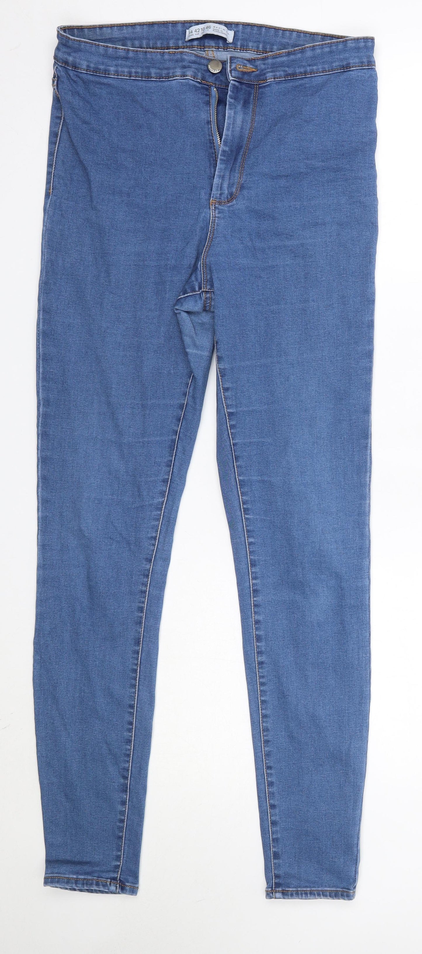 Primark Womens Blue  Cotton Skinny Jeans Size 14 L29 in Regular