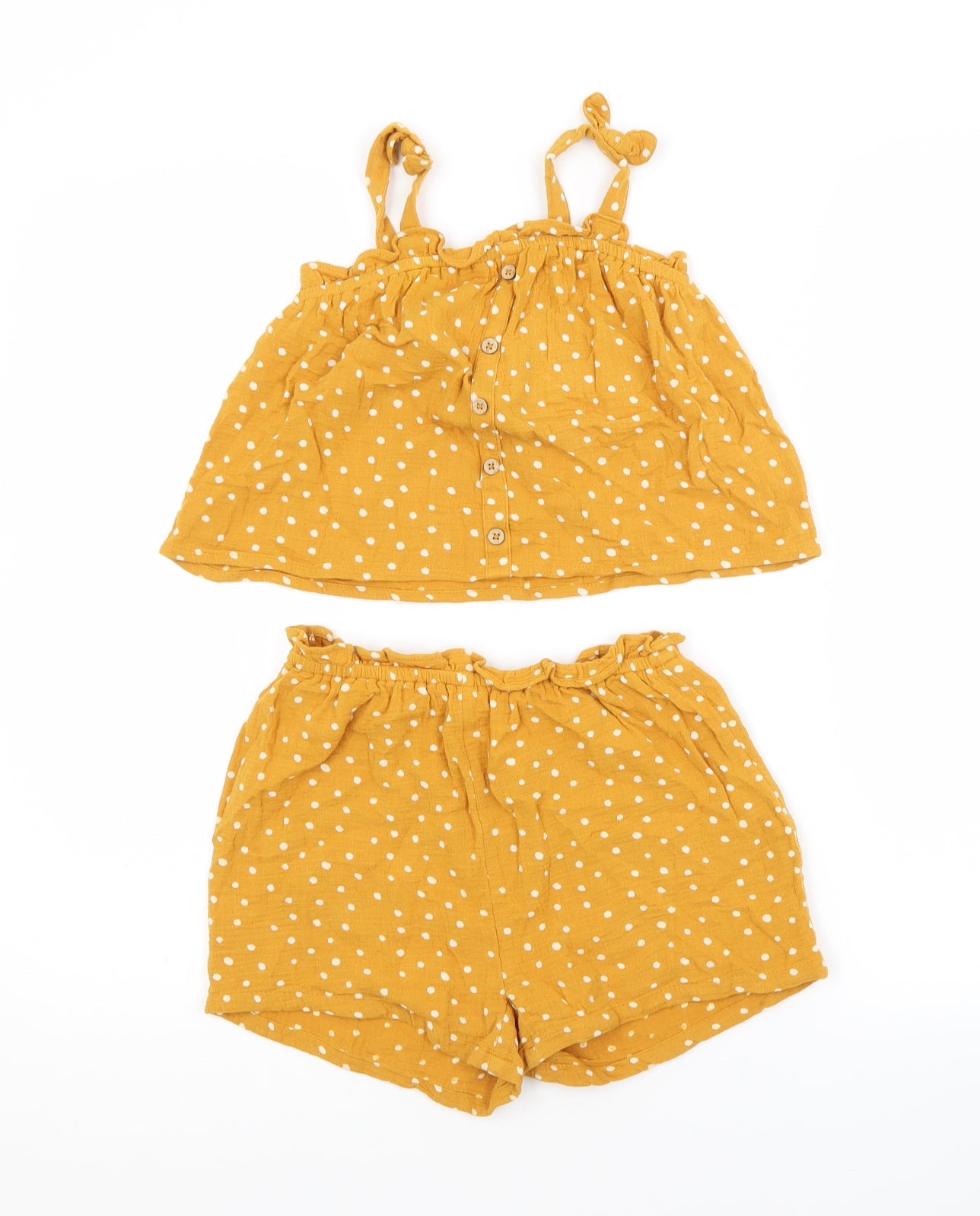 NEXT Girls Orange Spotted Cotton Shorts Outfit/Set Size 6-7 Years