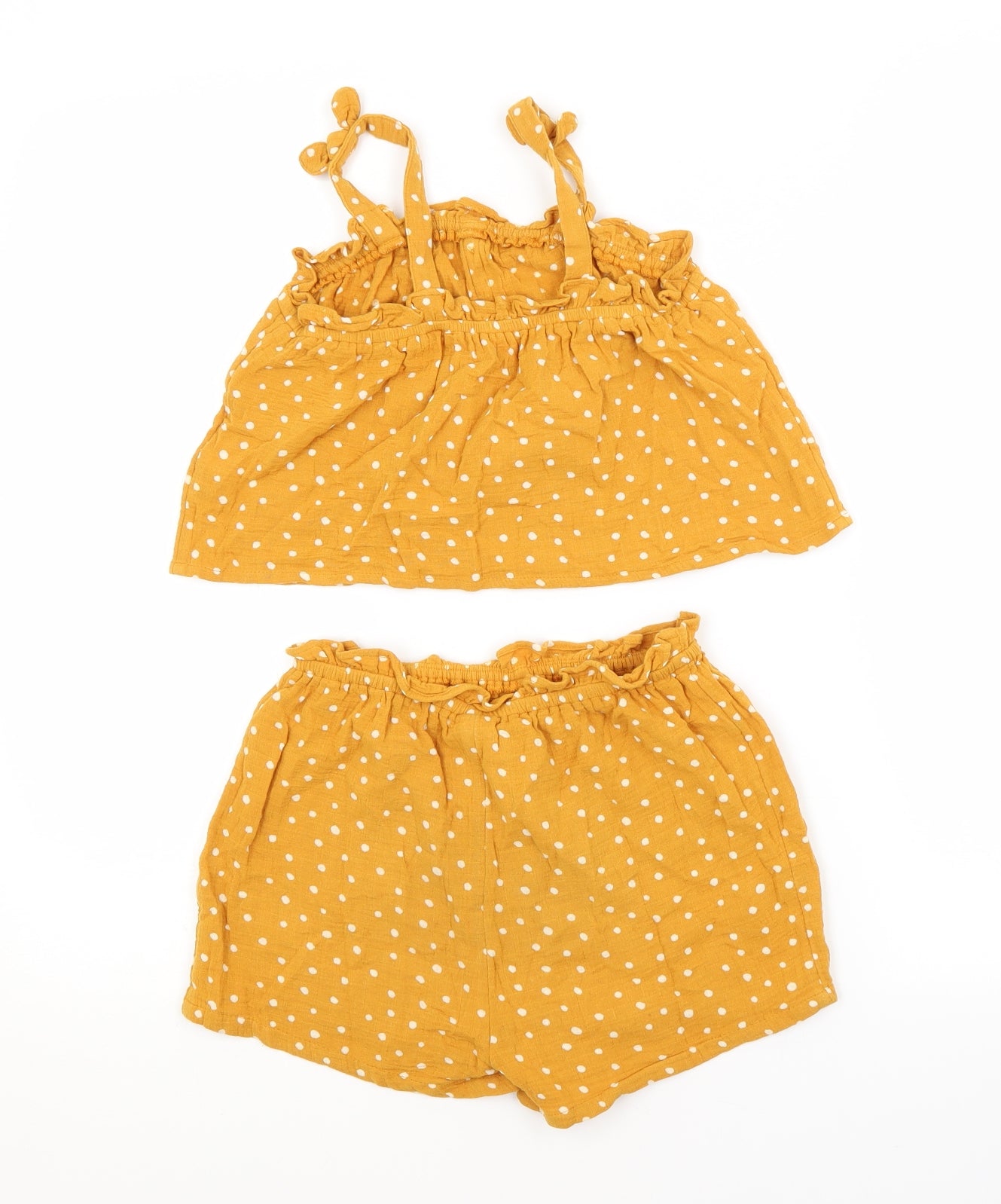 NEXT Girls Orange Spotted Cotton Shorts Outfit/Set Size 6-7 Years