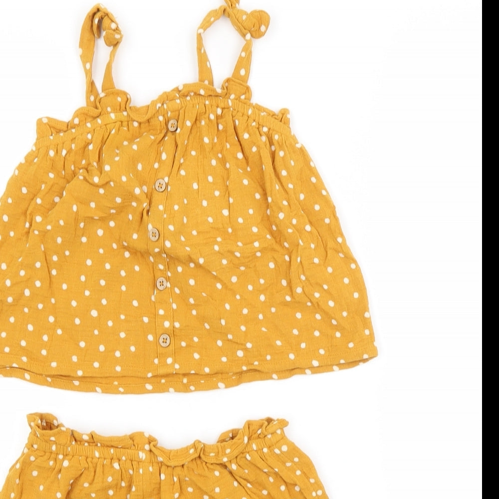 NEXT Girls Orange Spotted Cotton Shorts Outfit/Set Size 6-7 Years