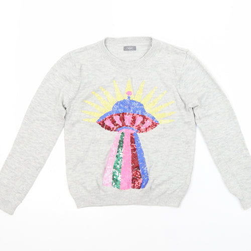 NEXT Boys Grey Crew Neck  Cotton Pullover Jumper Size 7 Years