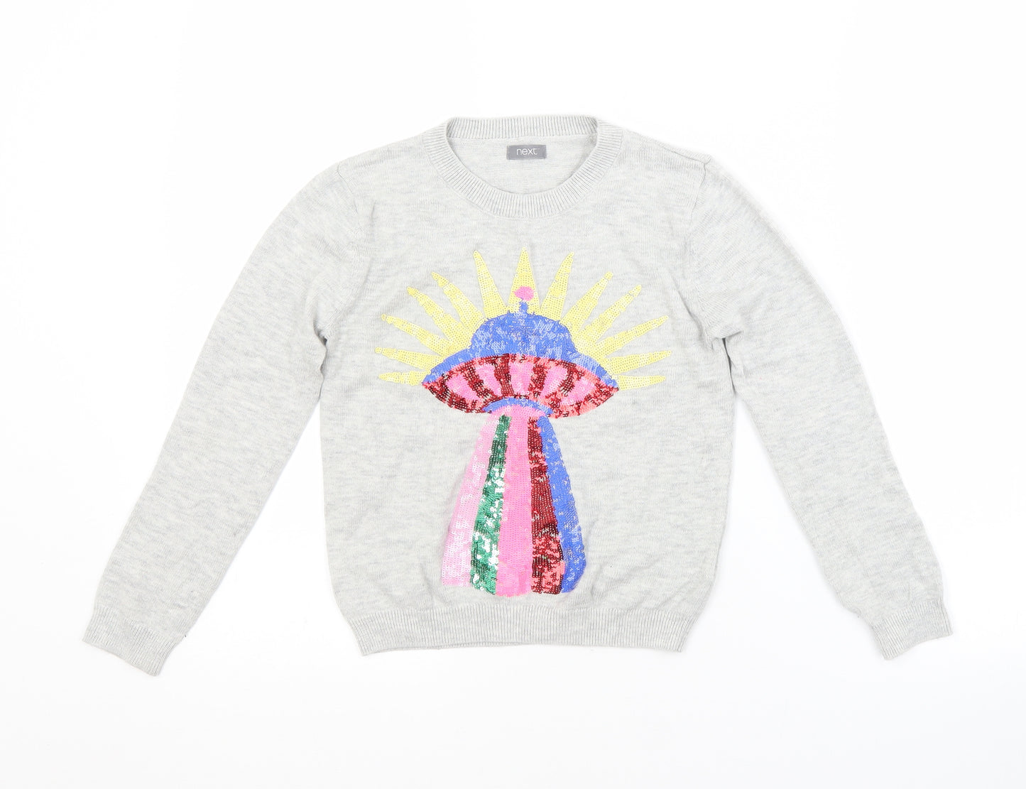 NEXT Boys Grey Crew Neck  Cotton Pullover Jumper Size 7 Years