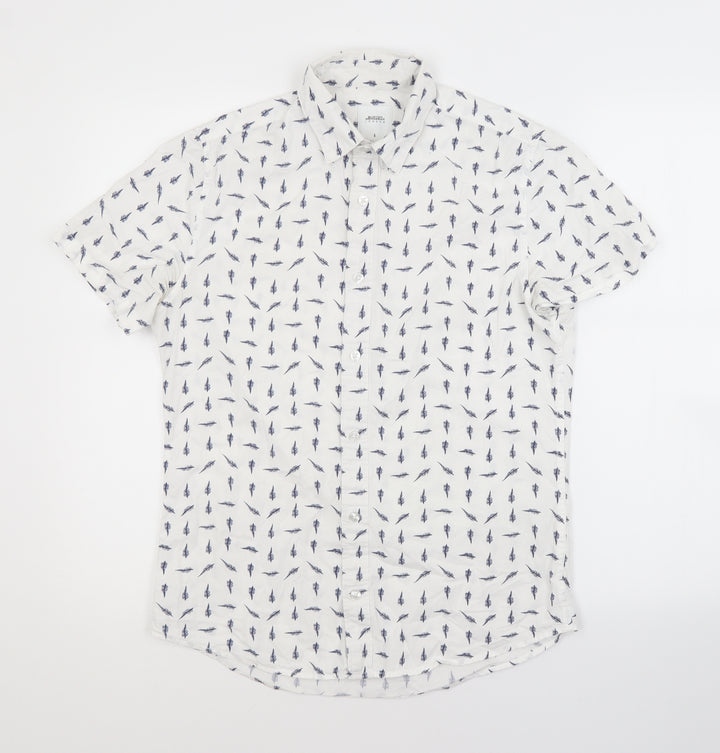 Burton Mens White Floral Cotton Button-Up Size S Collared