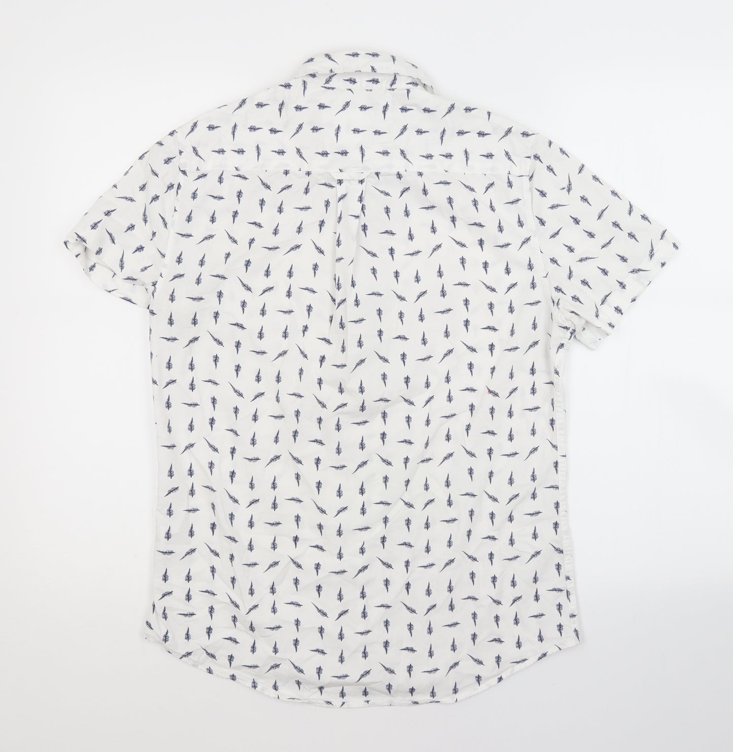 Burton Mens White Floral Cotton  Button-Up Size S Collared