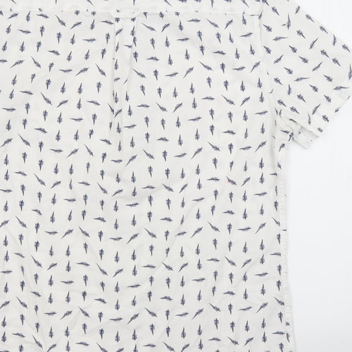 Burton Mens White Floral Cotton  Button-Up Size S Collared