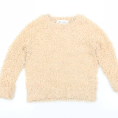 H&M Girls Orange Crew Neck  Polyamide Pullover Jumper Size 5-6 Years