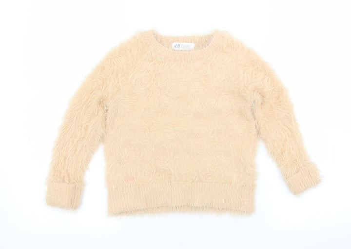 H&M Girls Orange Crew Neck  Polyamide Pullover Jumper Size 5-6 Years