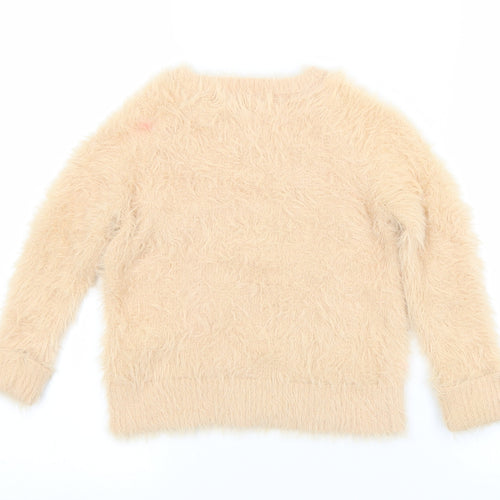 H&M Girls Orange Crew Neck  Polyamide Pullover Jumper Size 5-6 Years
