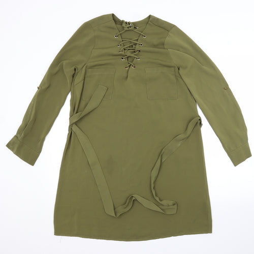 CAMEO ROSE Womens Green  Polyester A-Line  Size 8  V-Neck