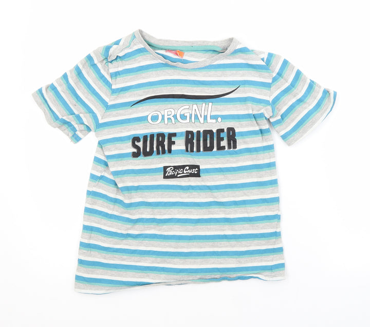 Lily & Dan Boys Multicoloured Striped Cotton Basic T-Shirt Size 11-12 Years Crew Neck