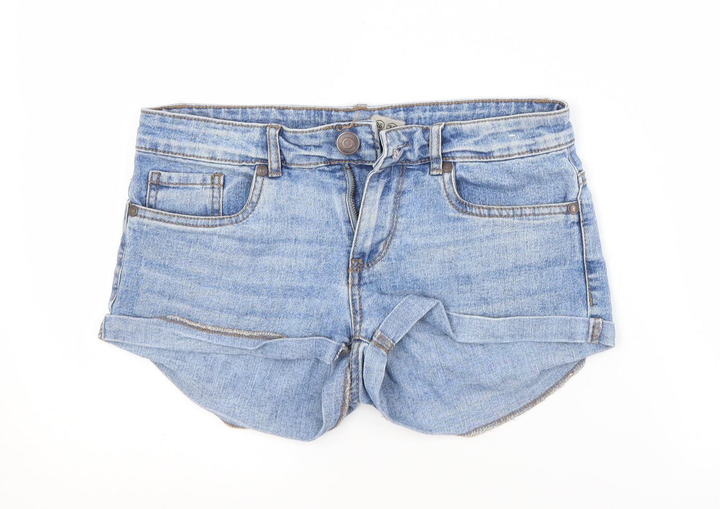 Primark Womens Blue  Cotton Hot Pants Shorts Size 8 L3 in Regular