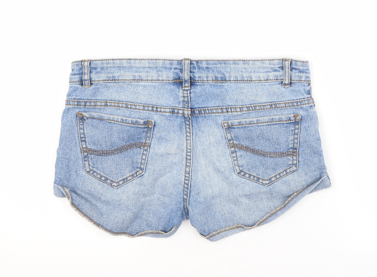 Primark Womens Blue  Cotton Hot Pants Shorts Size 8 L3 in Regular
