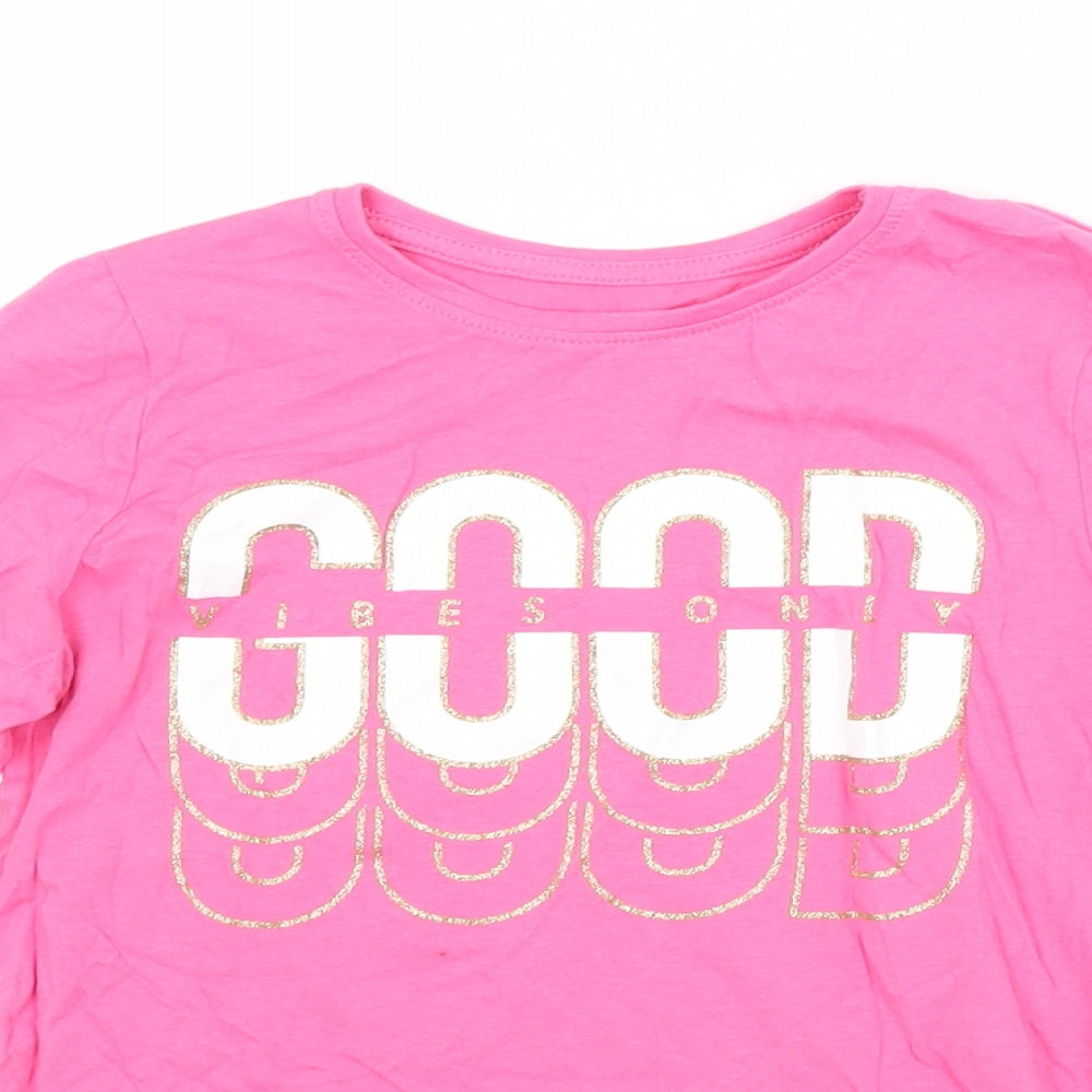 Primark Girls Pink  Cotton Basic T-Shirt Size 9-10 Years Crew Neck
