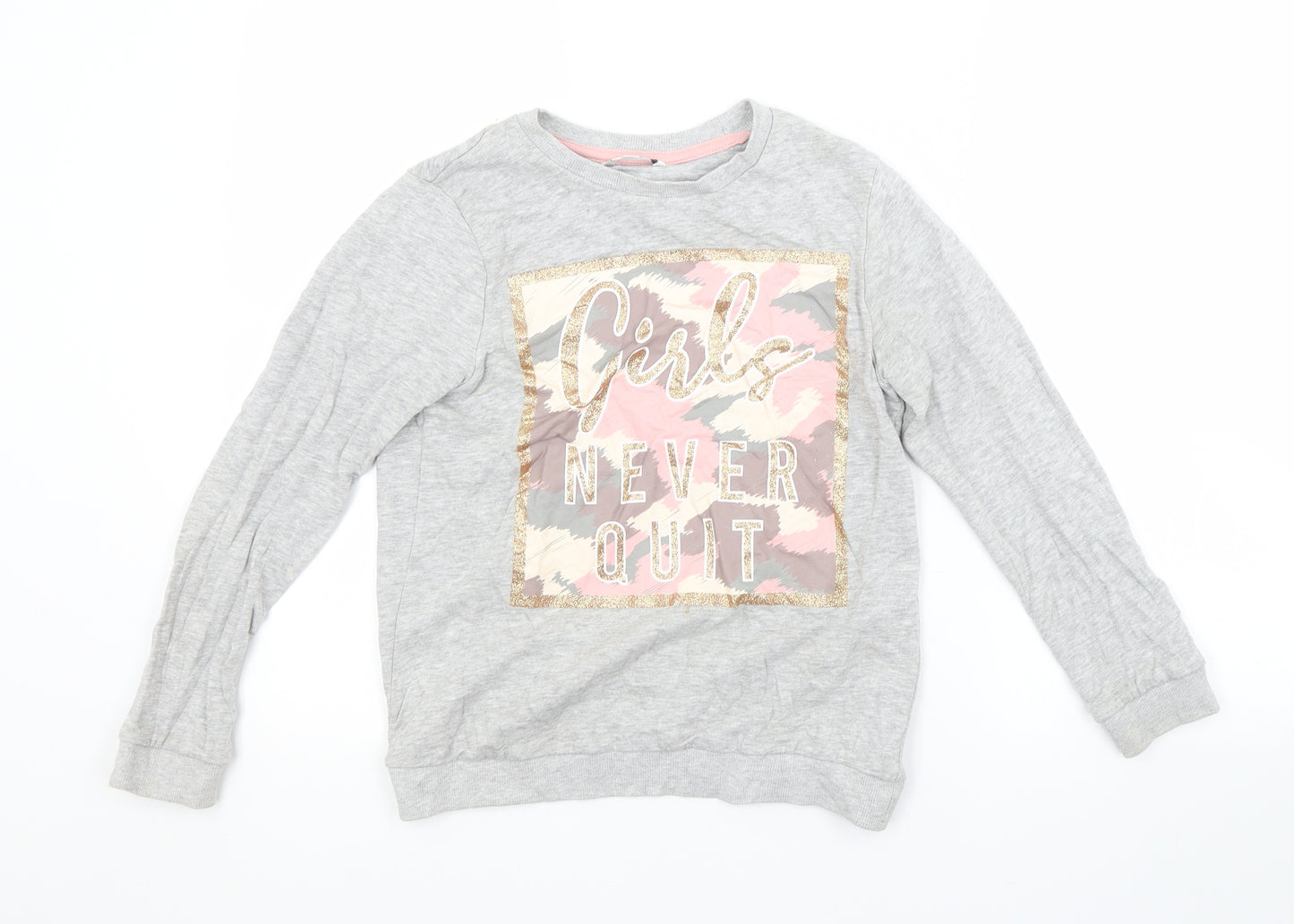 PEP&CO. Girls Grey  Cotton Pullover Sweatshirt Size 9-10 Years