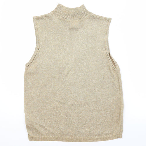 NEXT Womens Gold Round Neck  Viscose Vest Jumper Size 14