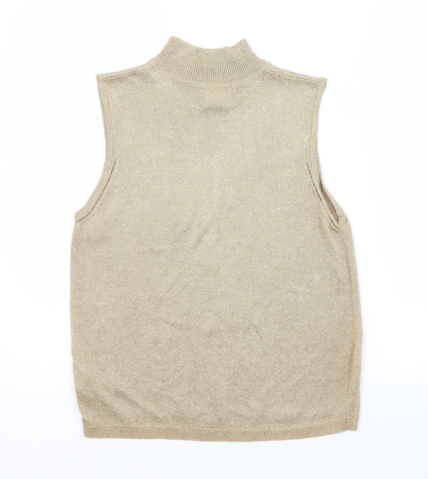 NEXT Womens Gold Round Neck  Viscose Vest Jumper Size 14