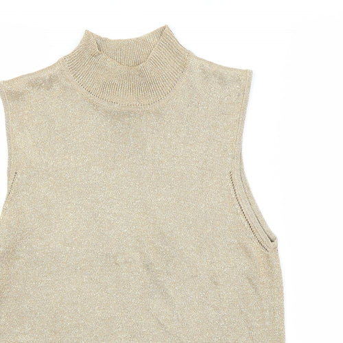 NEXT Womens Gold Round Neck  Viscose Vest Jumper Size 14