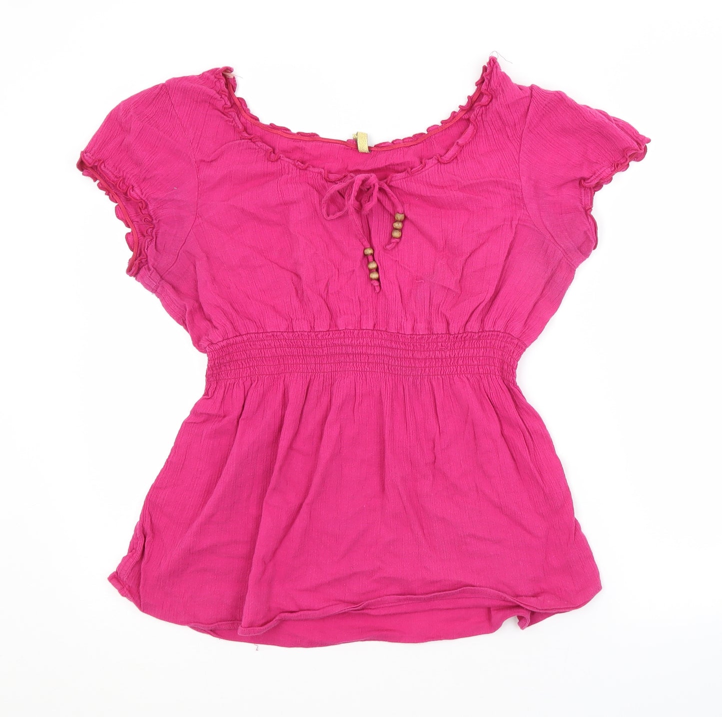 E-vie Womens Pink  Cotton Basic T-Shirt Size 14 Boat Neck