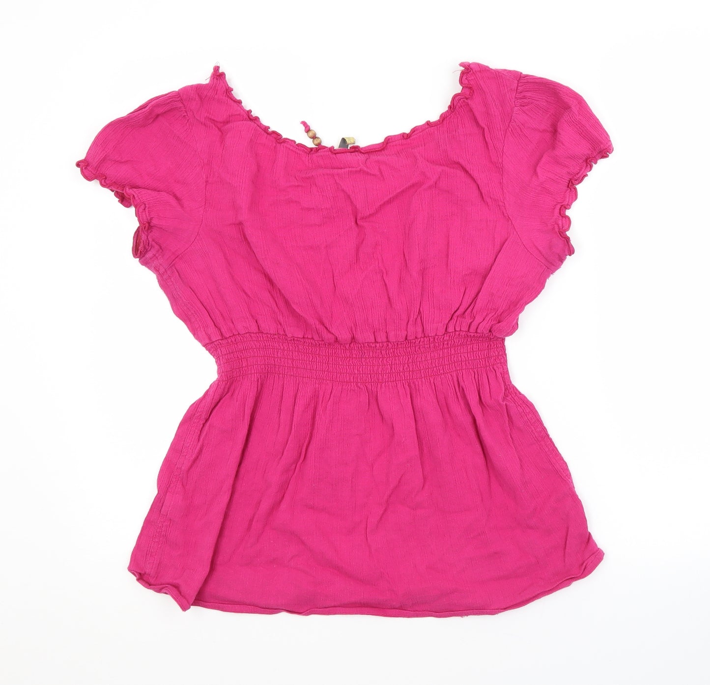 E-vie Womens Pink  Cotton Basic T-Shirt Size 14 Boat Neck