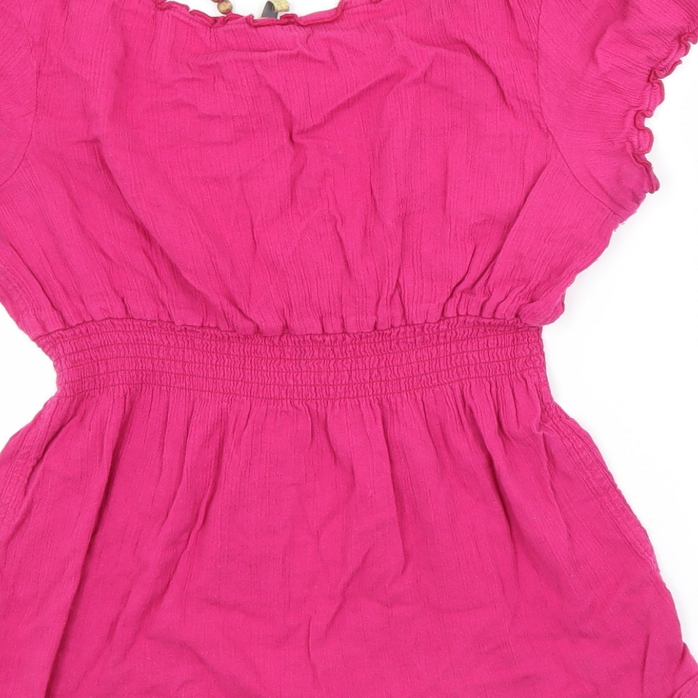 E-vie Womens Pink  Cotton Basic T-Shirt Size 14 Boat Neck