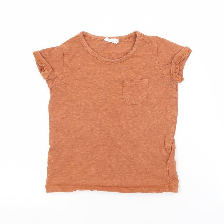 JAMIE KAY Boys Brown  Cotton Basic T-Shirt Size 2 Years Crew Neck