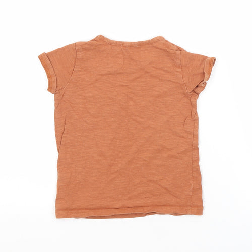 JAMIE KAY Boys Brown  Cotton Basic T-Shirt Size 2 Years Crew Neck