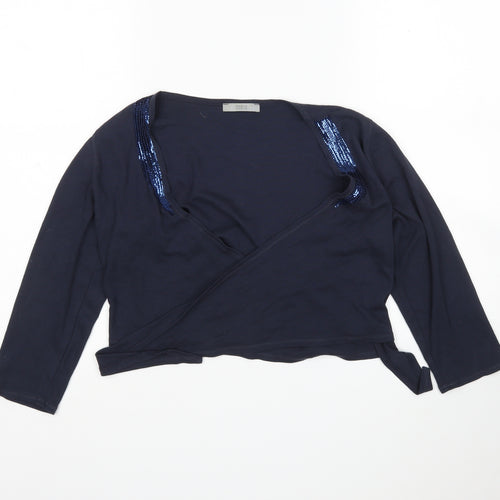 M&S Womens Blue V-Neck  Cotton Cardigan Jumper Size 10